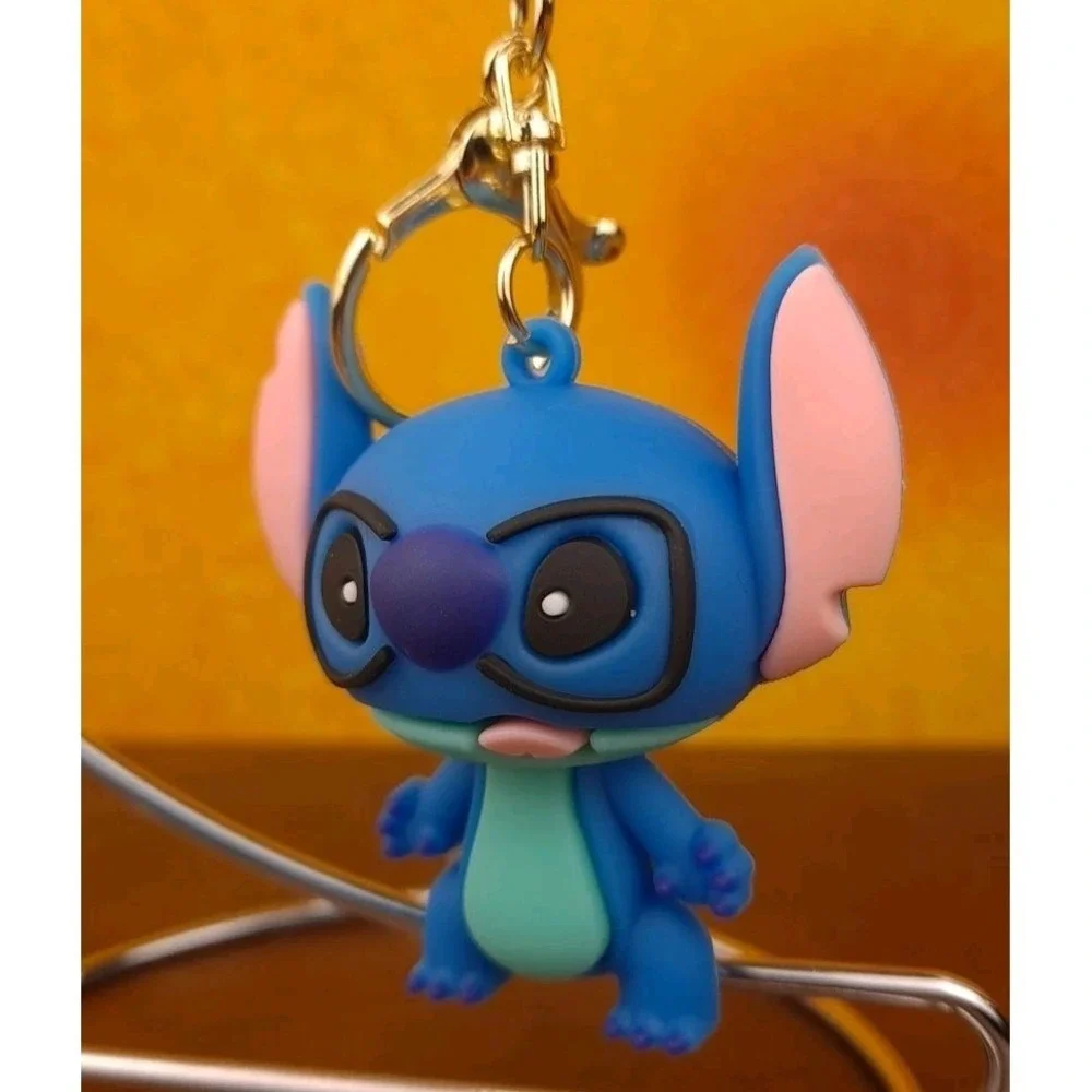 Lilo & Stitch With Glasses 3D PVC Keychain Keyring Backpack Clip Disney‎ 8